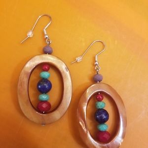 Handmade pearl earrings with glass beads